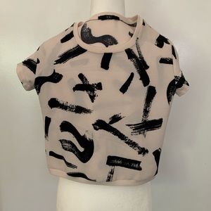 EUC FOREVER 21 Light Pink Brush Strokes Boxy Top